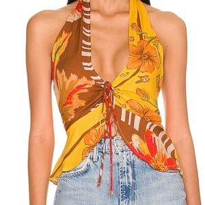 Free People NWOT Hot Tropic Tank in Mango Combo size M